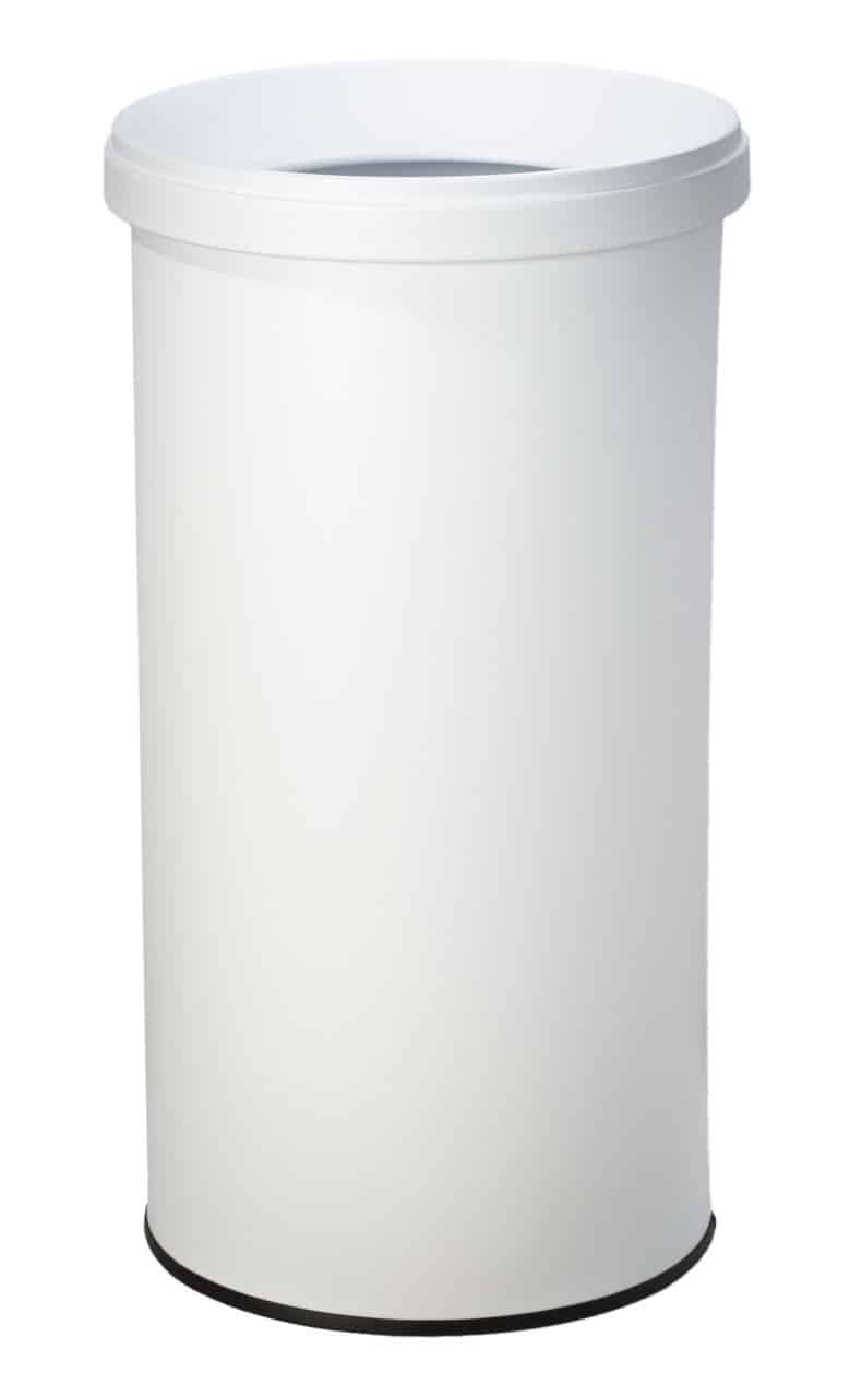 Papelera metálica 25 Litros con tapa 50,5 x 26 cm (Blanca) - Respira de  compres al Ripollès