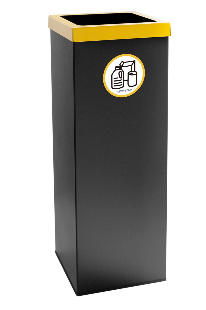 Papelera reciclaje metálica 44 Litros 71 x 25 cm - Amarillo - Respira de  compres al Ripollès