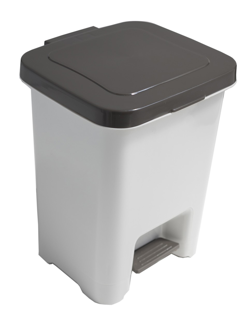 Cubo para basura triple con tapa y pedal de color blanco de 41,5 x