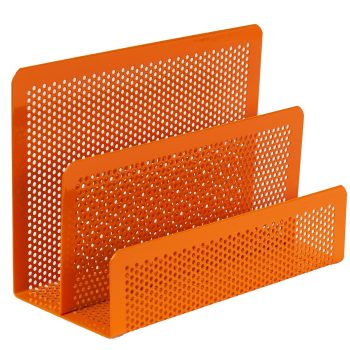 Porta cartas metálico de chapa perforada. Color Naranja